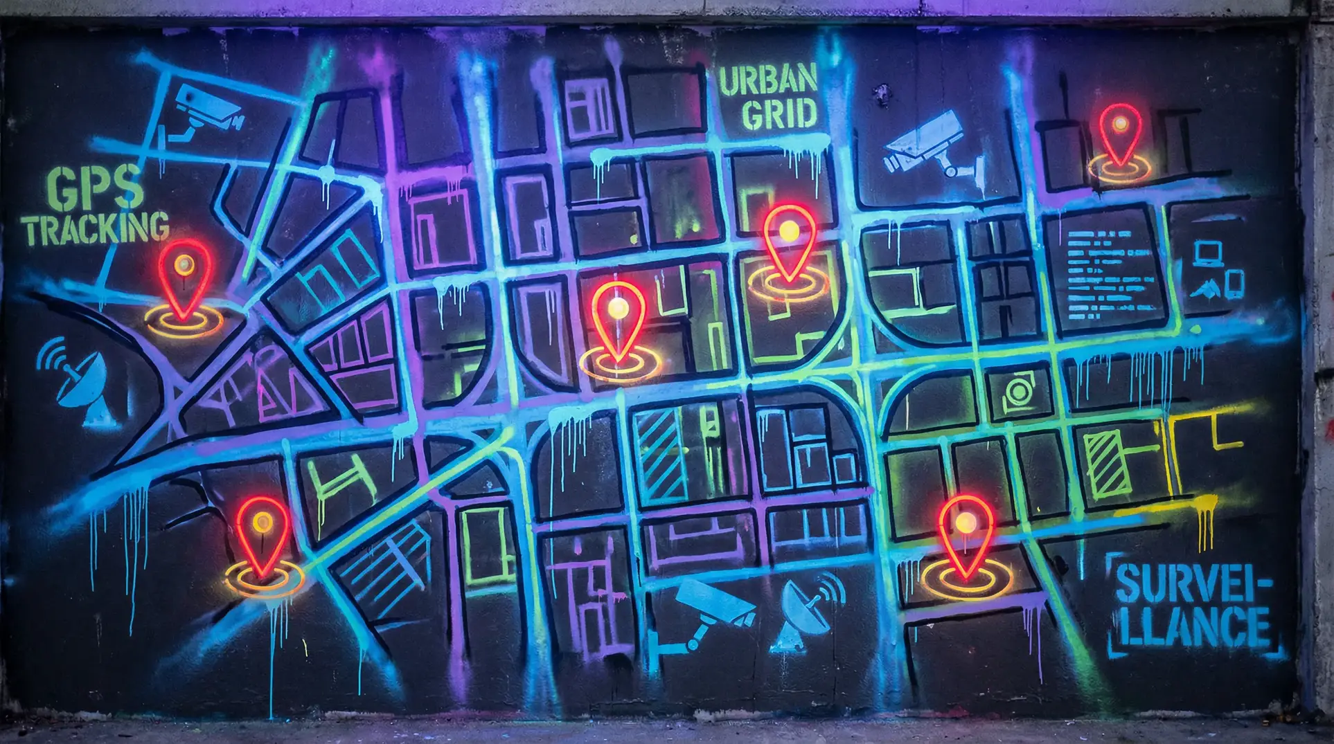 瑟瑟导航 狗仔追踪地图 - 城市涂鸦风格